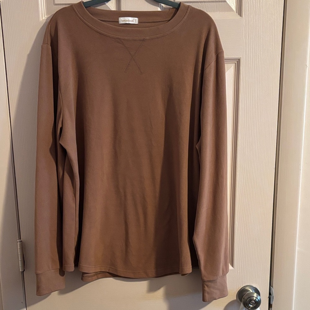 Women's Tan Crew Neck Sweater